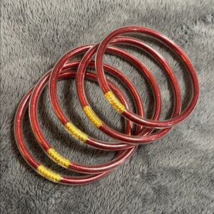 Red and Gold All Weather Bangles (Set of 5)